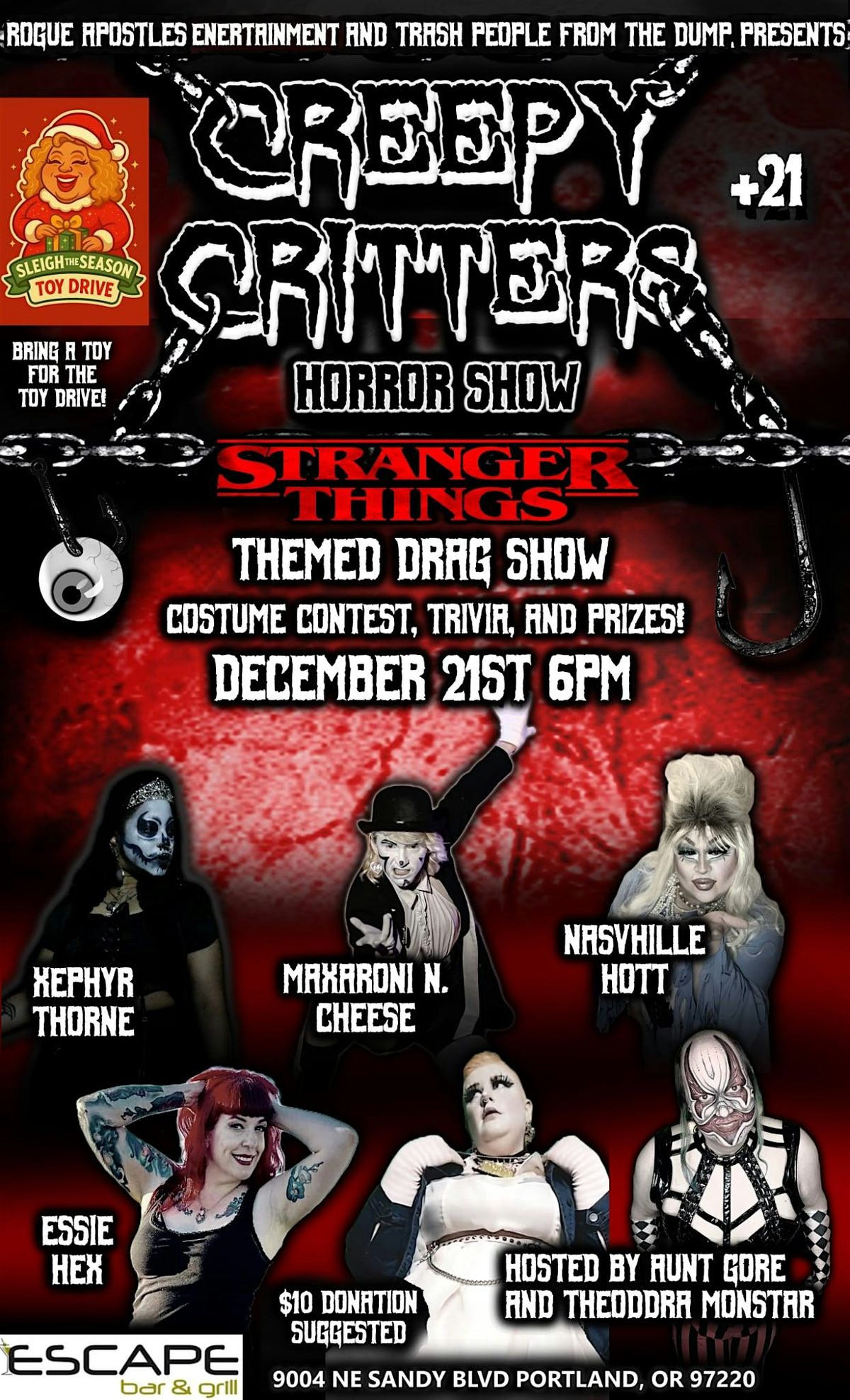 Creepy Critters Horror Show "Stranger Things" Edition, 21 December | Event in Portland | AllEvents