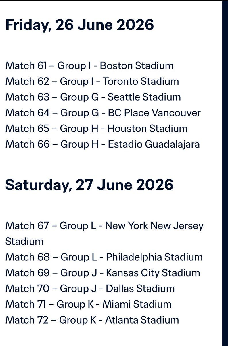 World Cup 26: Group H - Match 65, 25 June | Event in Houston | AllEvents