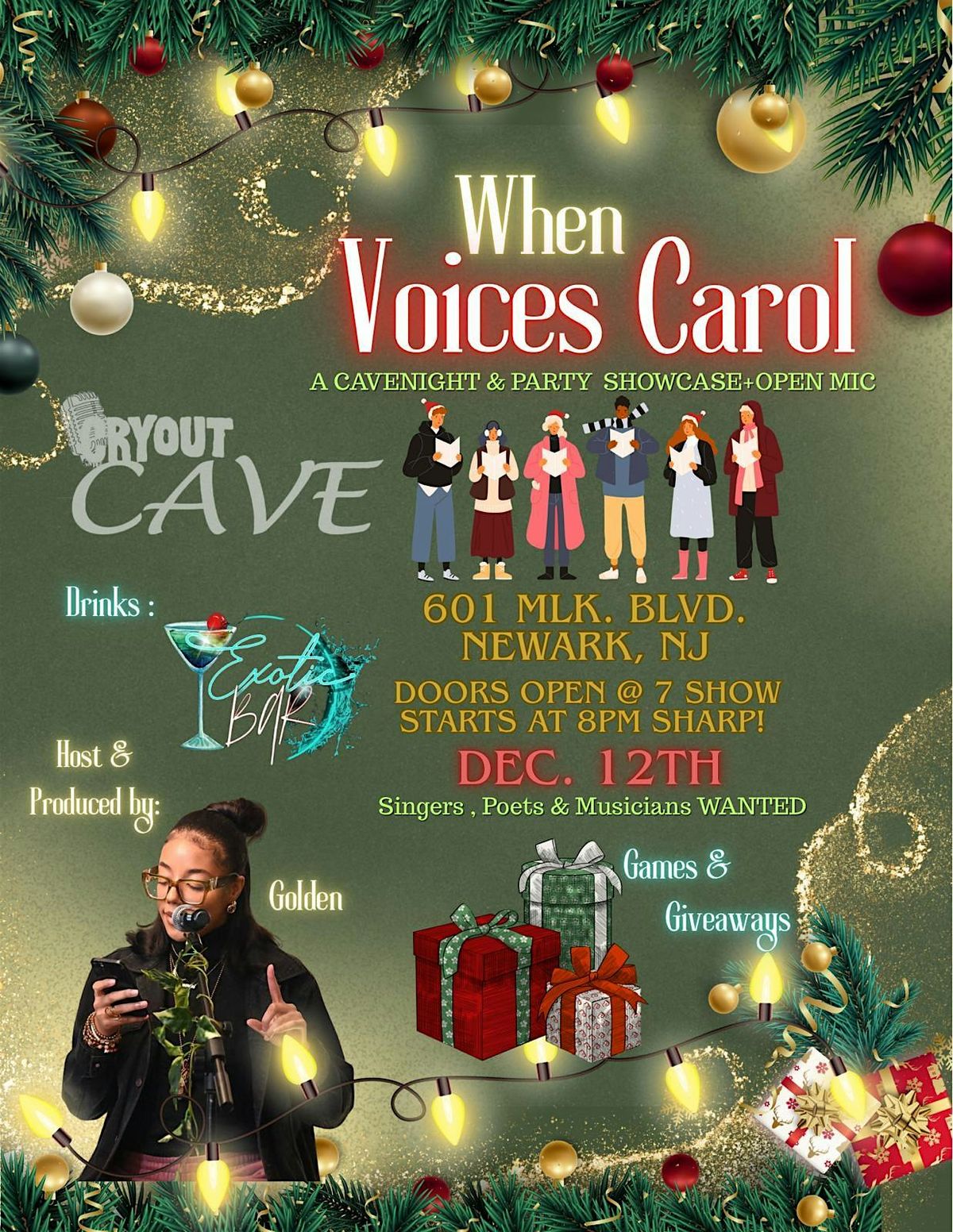 When VOICES Carol: A CAVENIGHTS Party + Poetry Open Mic Holiday, 12 December | Event in Newark | AllEvents