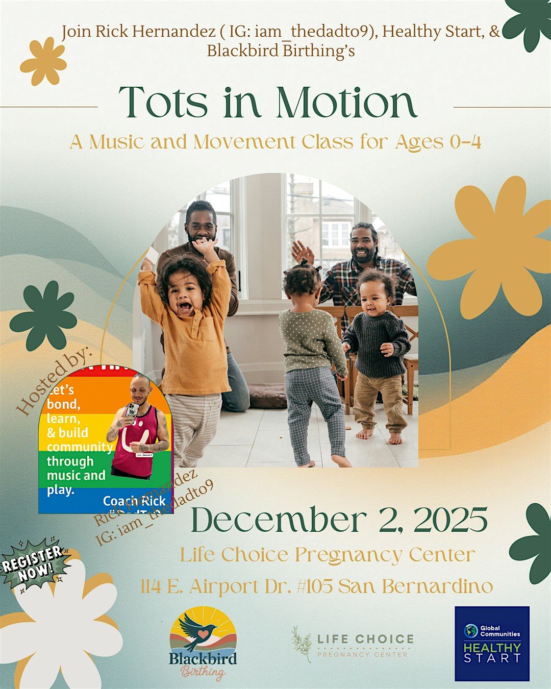 Tots in Motion: Music and movement fun for ages 0–4, 2 December | Event in San Bernardino | AllEvents