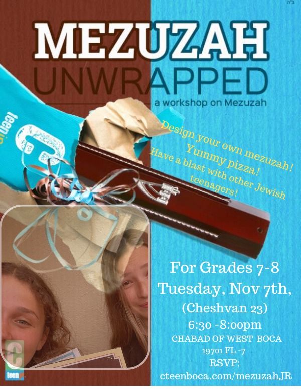 Mezuzah for CTeen Jr, Chabad of West Boca Raton, November 7