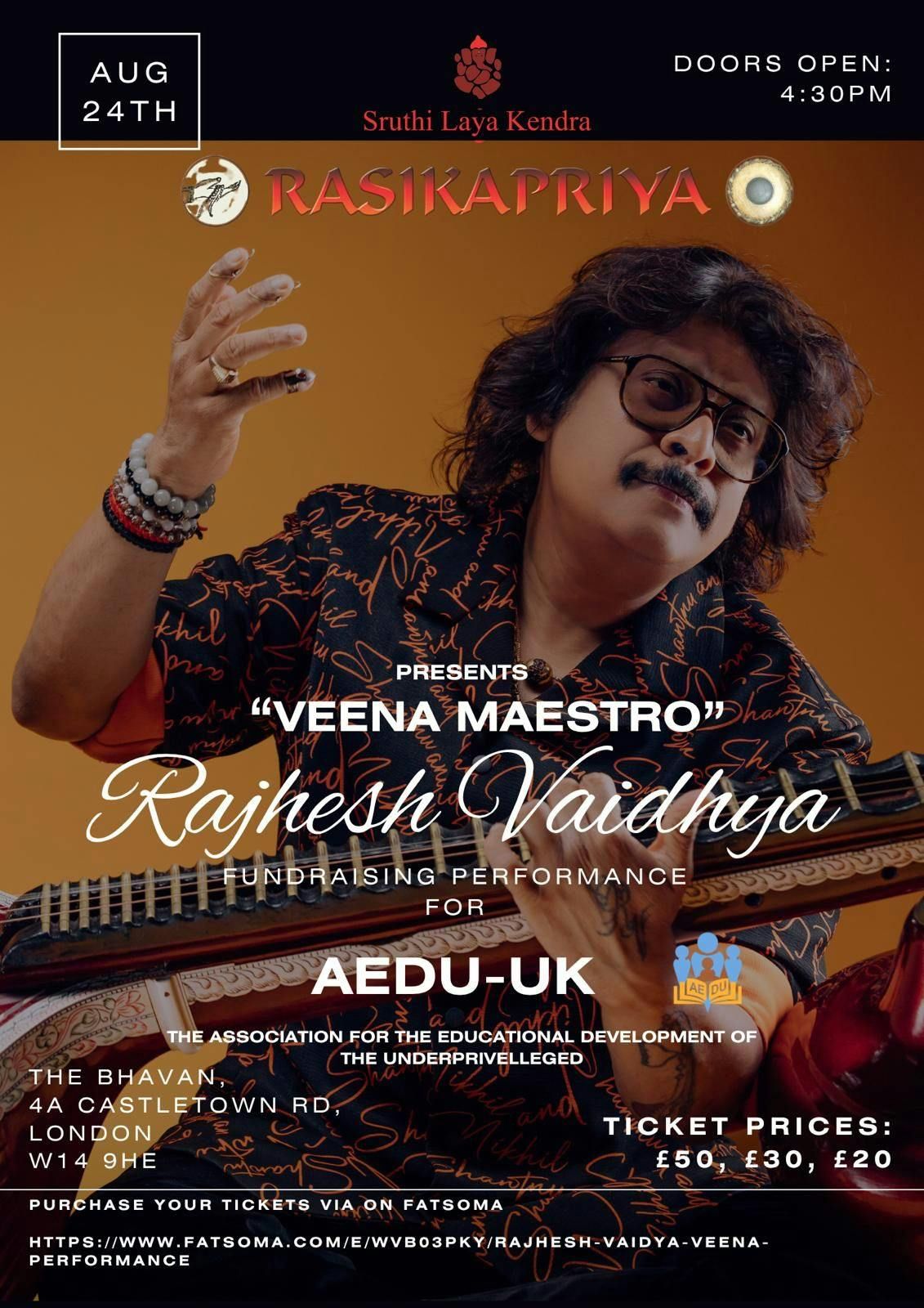Rajhesh Vaidhya Veena Performance, 24 August | Event in London | AllEvents