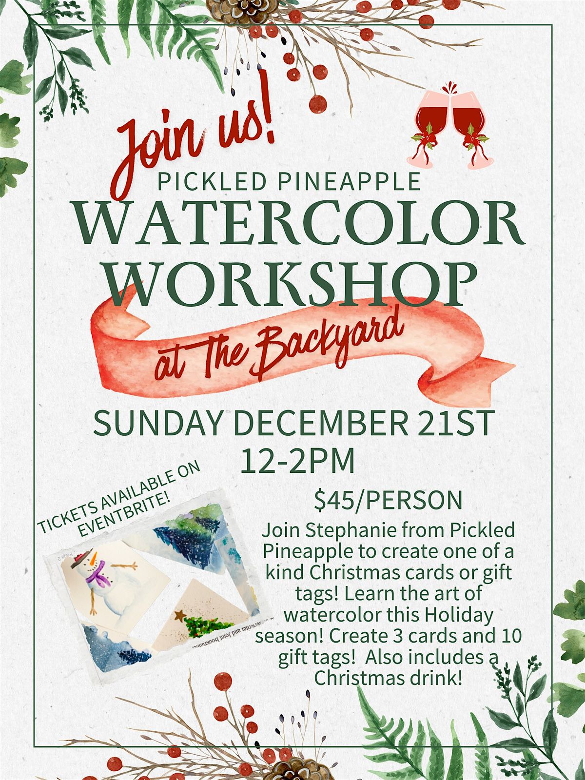 Christmas Watercolor Workshop at The Backyard, 21 December | Event in Brunswick | AllEvents