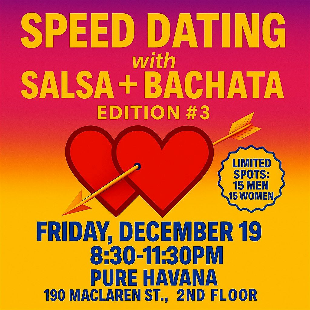 Speed Dating while Learning Salsa & Bachata Ages 35 - 45 (GIVE OR TAKE), 19 December | Event in Ottawa