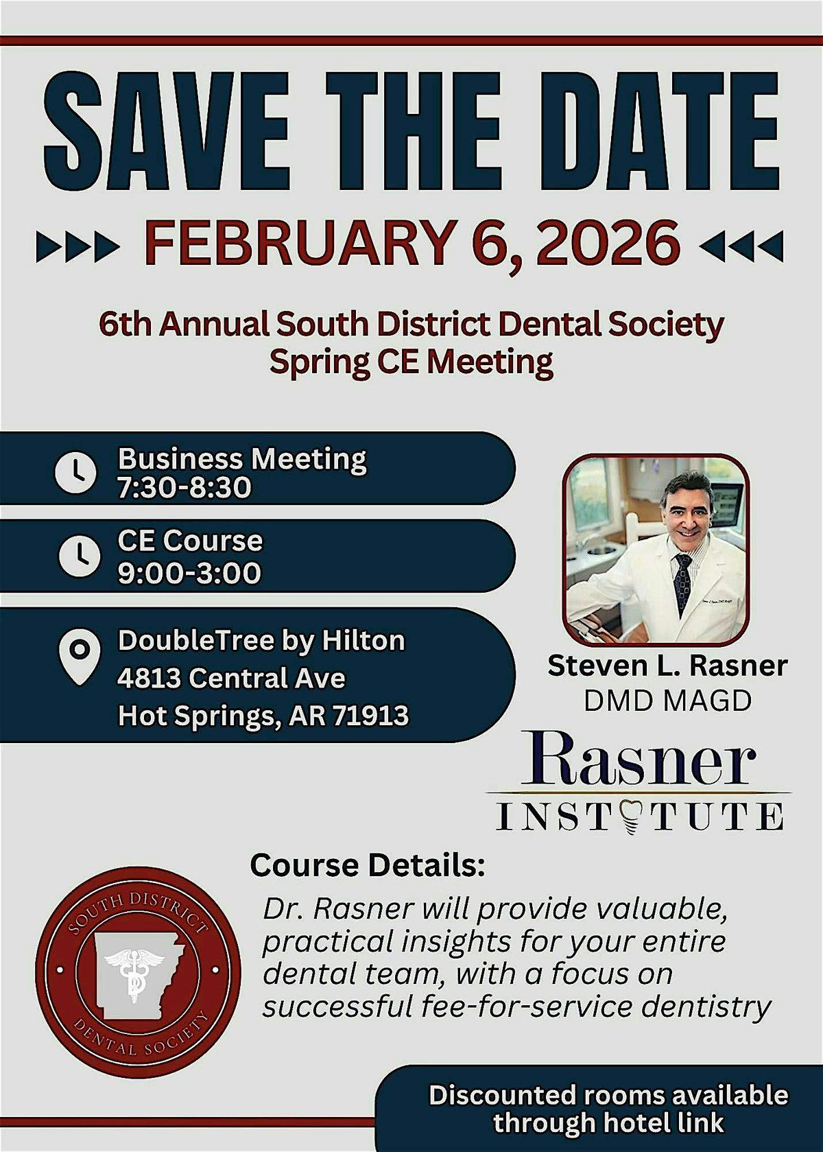 6th Annual South District Dental Society Spring CE Course, 6 February | Event in Hot Springs | AllEvents