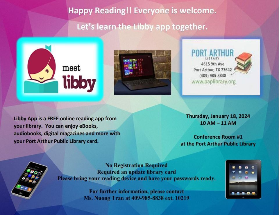 Libby App Port Arthur Public Library, January 18 2024