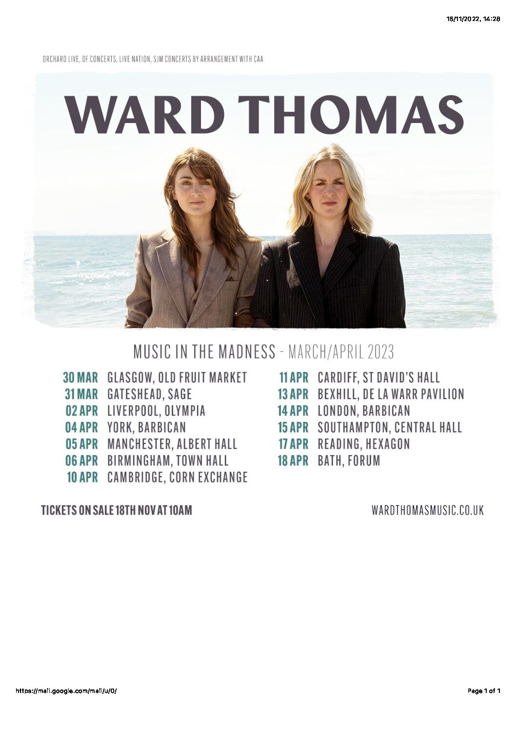 Ward Thomas at Aviva Studios, 19 September | Event in Manchester | AllEvents