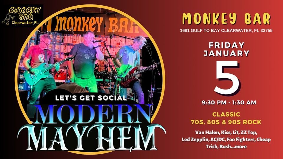 Modern Mayhem Rocks Monkey Bar in Clearwater Fl, The Monkey Bar