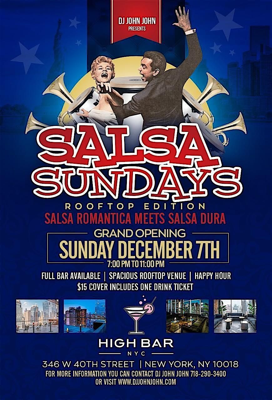 SALSA SUNDAYS ar High Bar Rooftop (Grand Opening, Dec 7th), 7 December | Event in New York | AllEvents