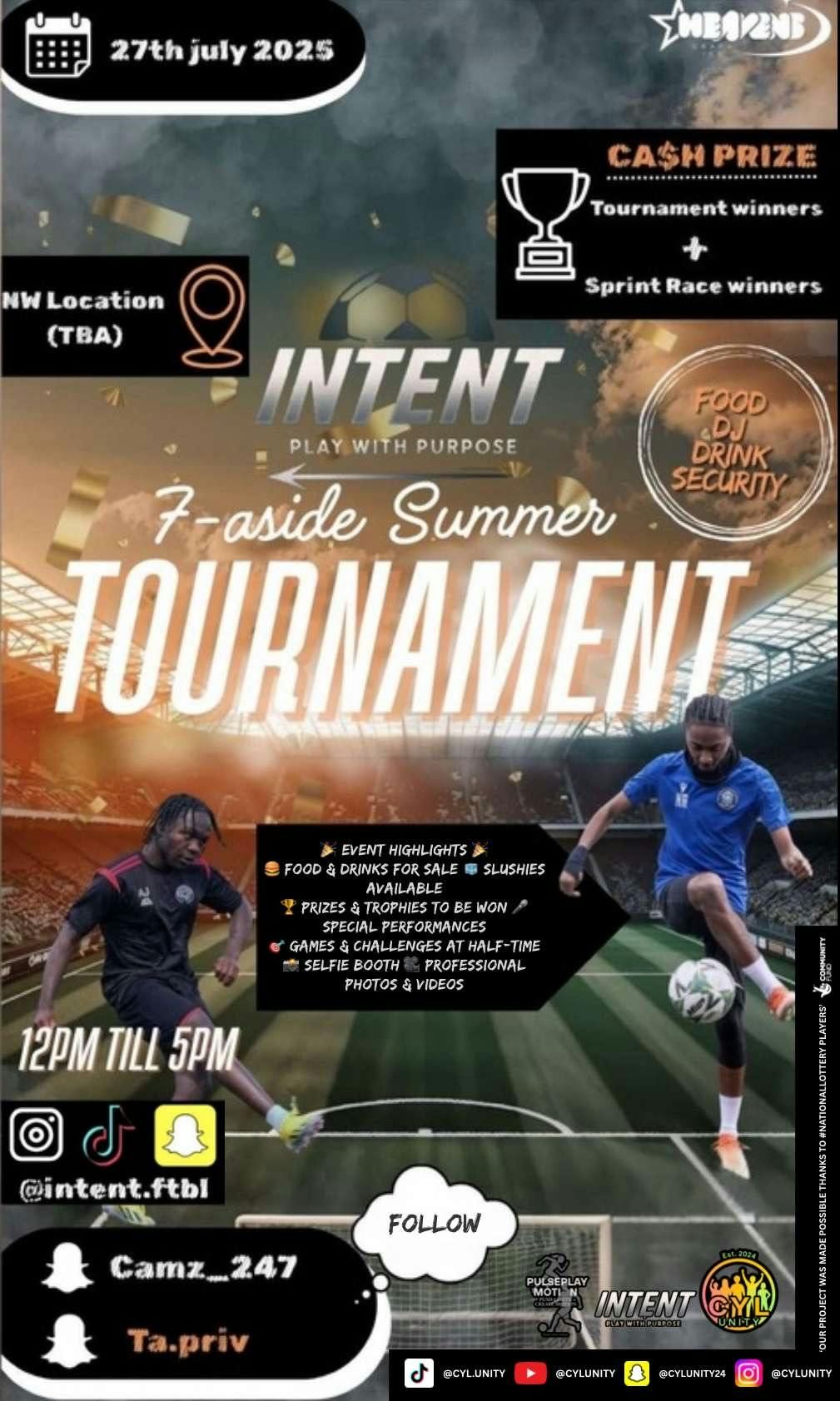🎯 INTENT: 7-a-side Summer Tournament – Play With Purpose | Event in Harrow | AllEvents