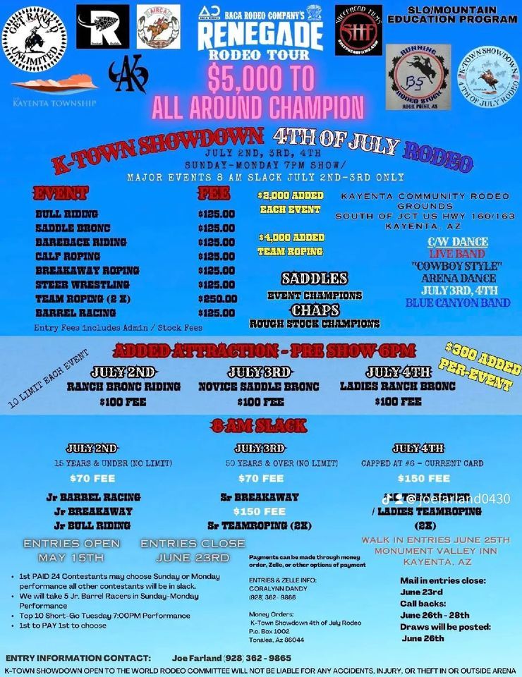 2025 Kayentas 4th of July Rodeo, Kayenta Rodeo Grounds, July 2 to July