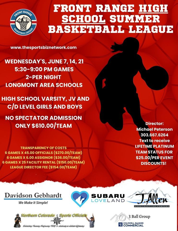 front range basketball leaguehigh school divisions, Longmont, CO, June