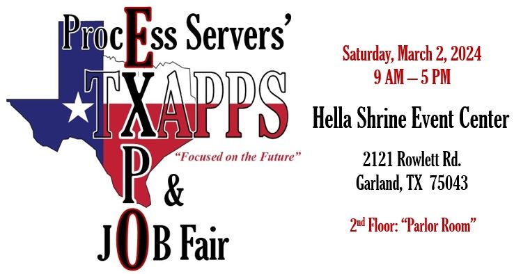 Texas Process Servers Expo and Job Fair , Hella Shriners, Rowlett, 2 ...