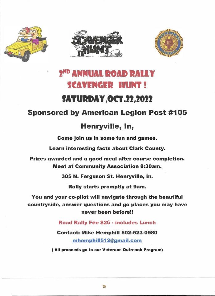 2nd Annual Road Rally Scavenger Hunt Henryville Community 
