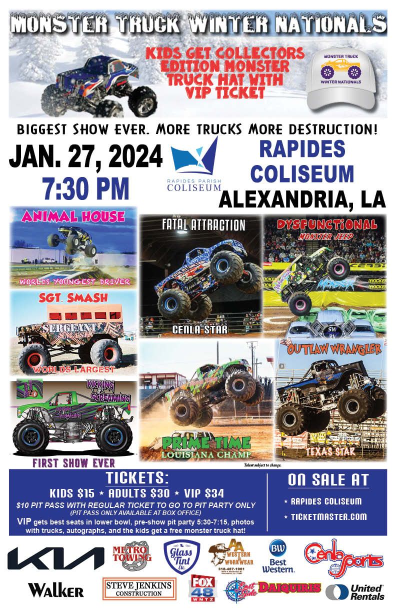 Monster Truck Winter Nationals at Laborde Earles Coliseum, 31 January | Event in Alexandria | AllEvents