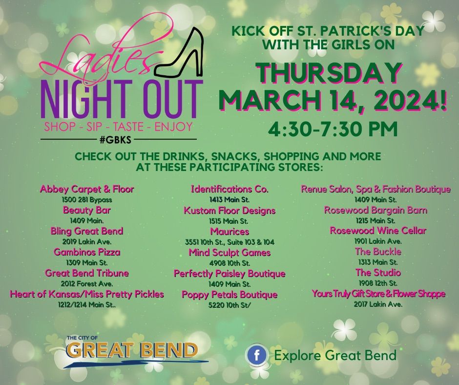 Ladies Night St. Patty Day Theme , 1209 Williams St, Great Bend, KS