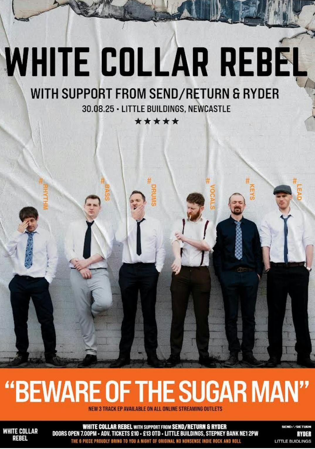 White Collar Rebel//Send/Return//Ryder, 30 August | Event in Newcastle Upon Tyne | AllEvents