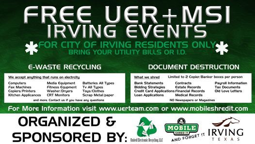 Irving Recycling Shredding Event 140 N Briery Rd Irving Tx 75061 6326 United States August 13 2021 Allevents In Free Shred Day Dallas 2022