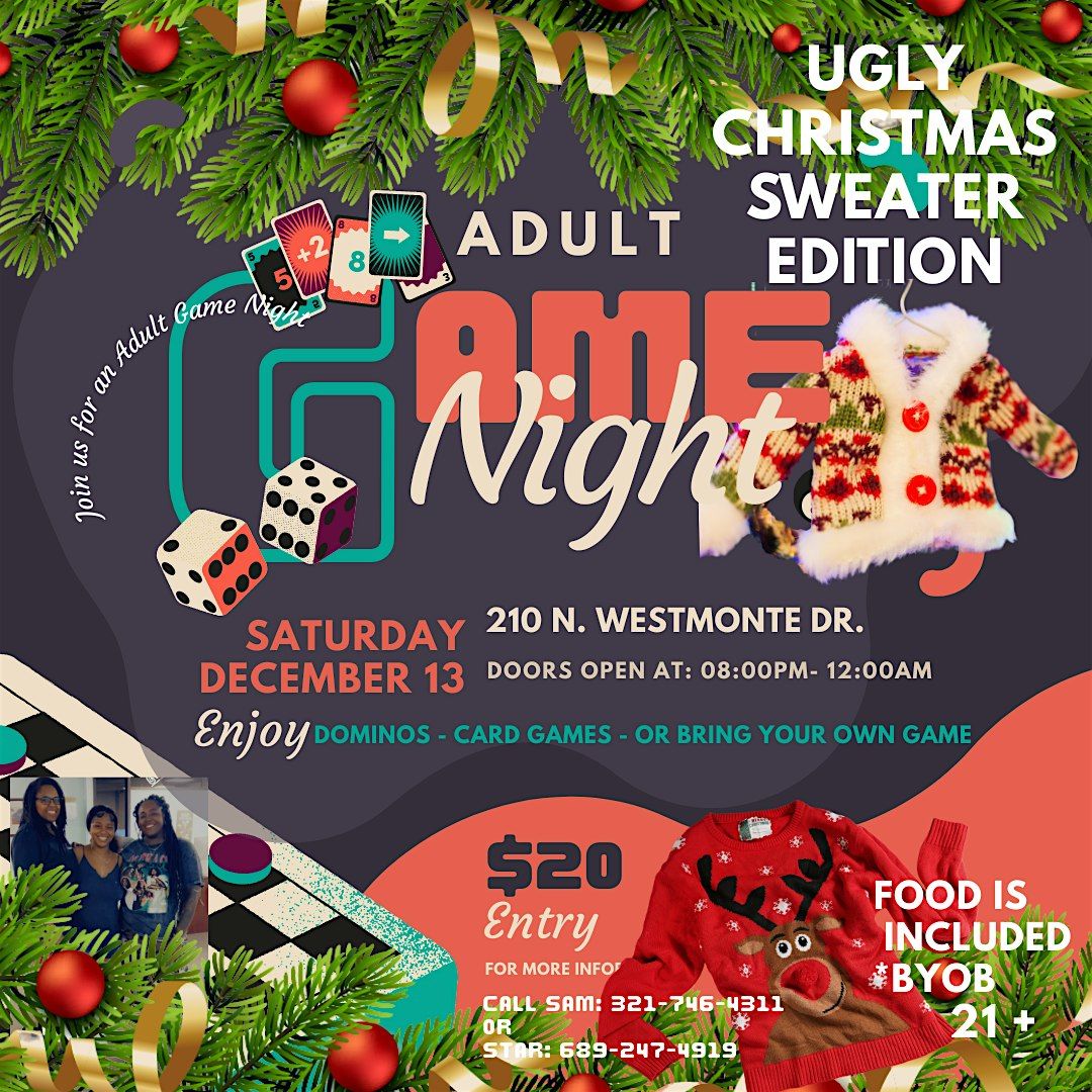 Adult Game Night (Ugly Christmas Sweater Edition), 13 December | Event in Altamonte Springs | AllEvents