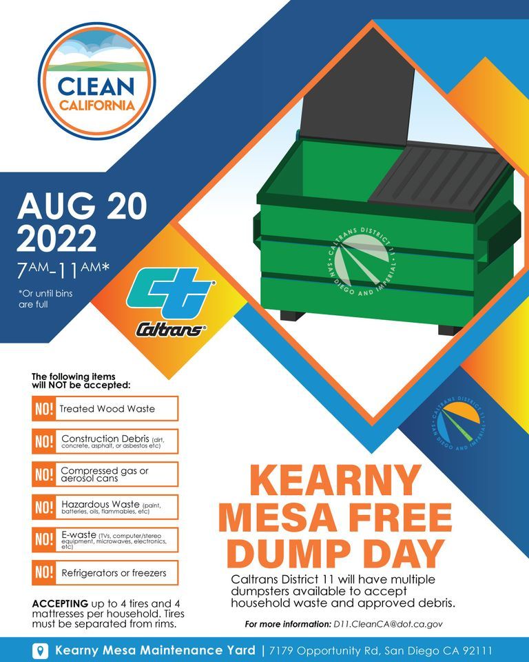 Kearny Mesa FREE Dump Day, 7179 Opportunity Rd, San Diego, CA 92111