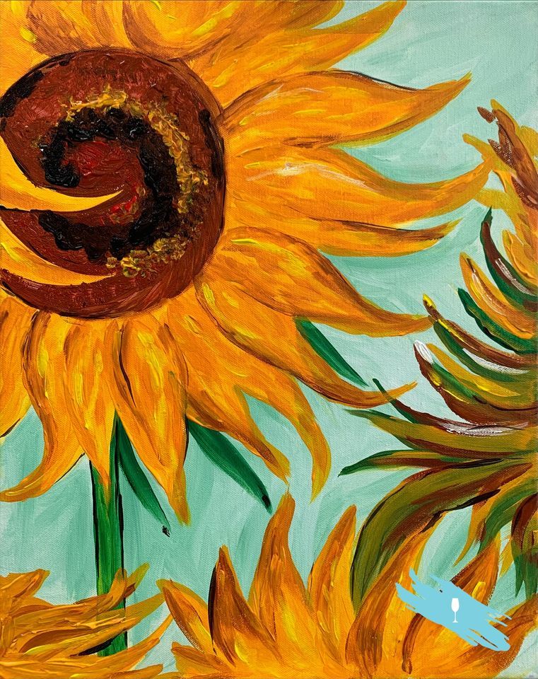 Van Goghs Sunflowers Champainting Paint and Sip BYO Food and Drinks