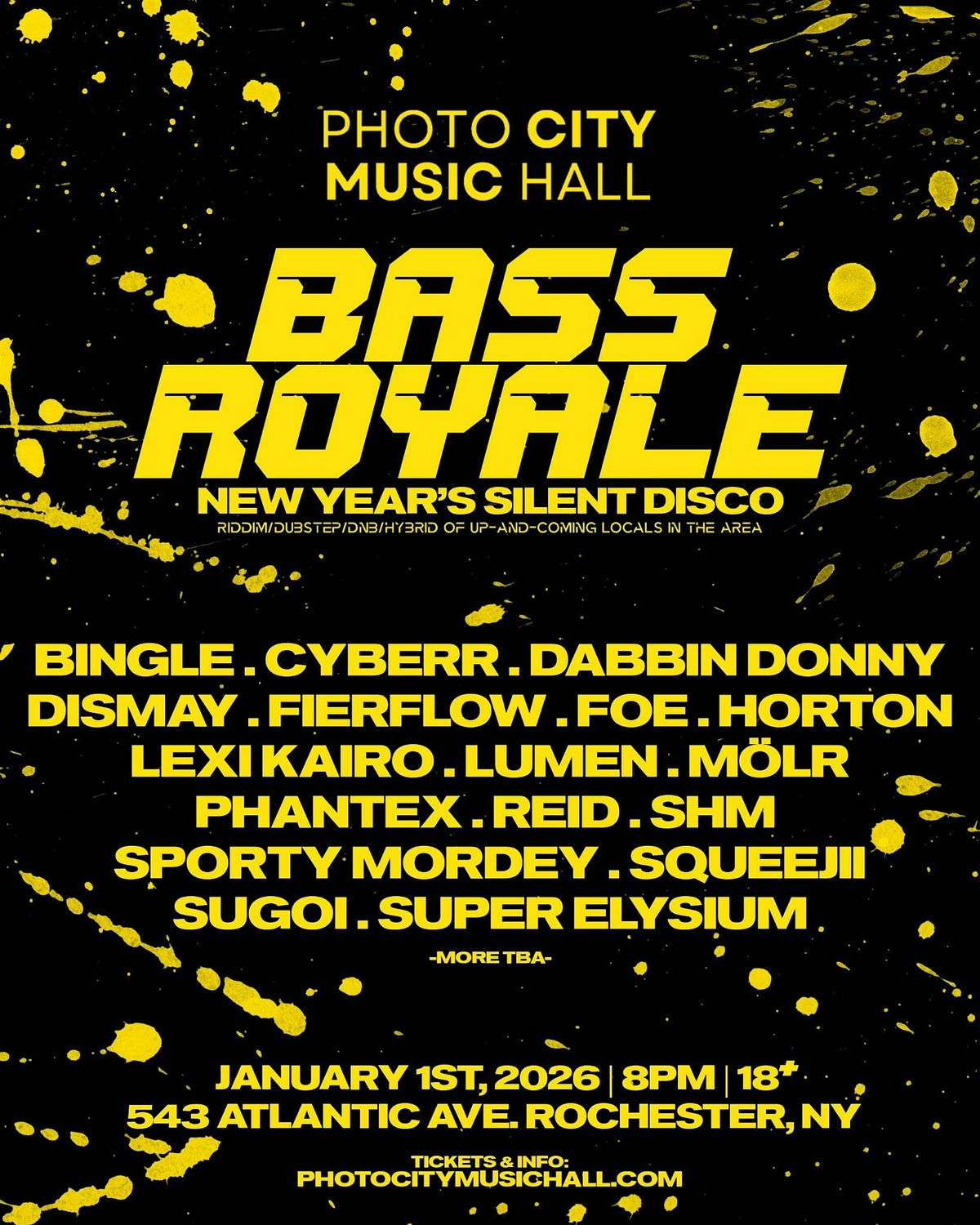 BASS ROYALE - New Years Silent Disco (Riddim/Dubstep/DNB), 1 January | Event in Rochester | AllEvents
