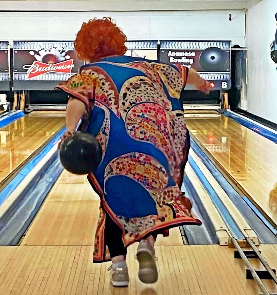 Mrs Roper goes bowling in Costa Mesa CA, Tavern+Bowl Costa Mesa