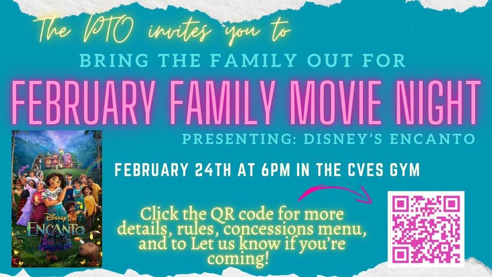 PTO February Movie Night Encanto, Clear View Elementary, Lumberton