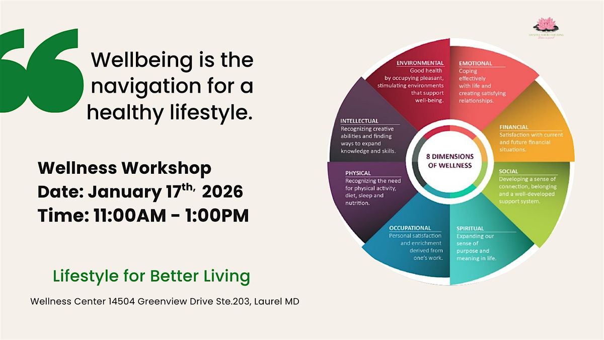 The 8 Dimensions of Wellness: A Holistic Workshop, 17 January | Event in Laurel | AllEvents