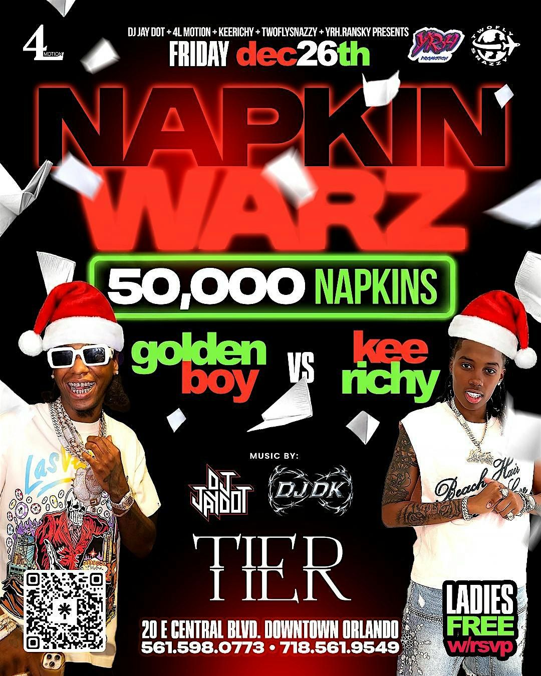 NAPKIN WARZ AFTER XMAS FRIDAY DEC 26 @ TIER NIGHT CLUB DOWNTOWN ORLANDO, 26 December | Event in Orlando | AllEvents