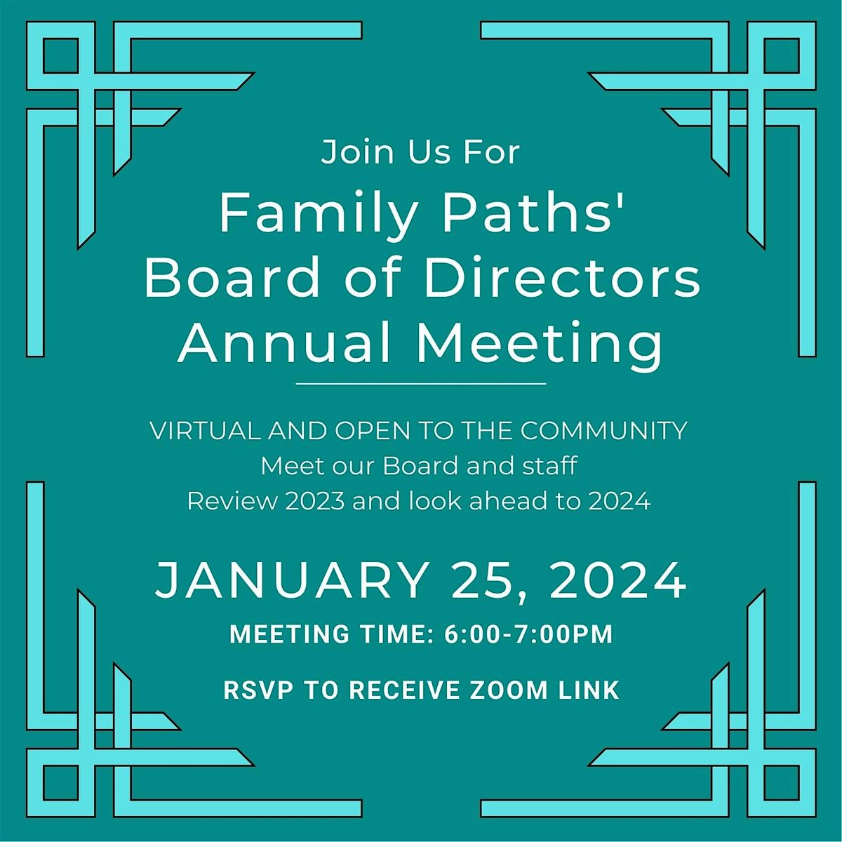 Family Paths Board of Directors’ 2025 Annual Meeting, 22 January | Event in Oakland | AllEvents