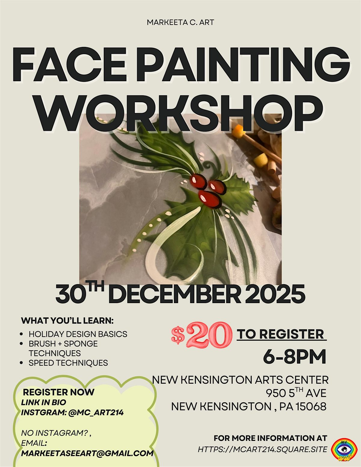 Holiday Face Paint Workshop, 30 December | Event in New Kensington | AllEvents