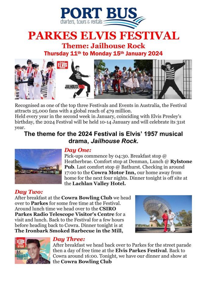 Elvis Parkes Festival Tour, Parkes Elvis Festival, Young, January 11