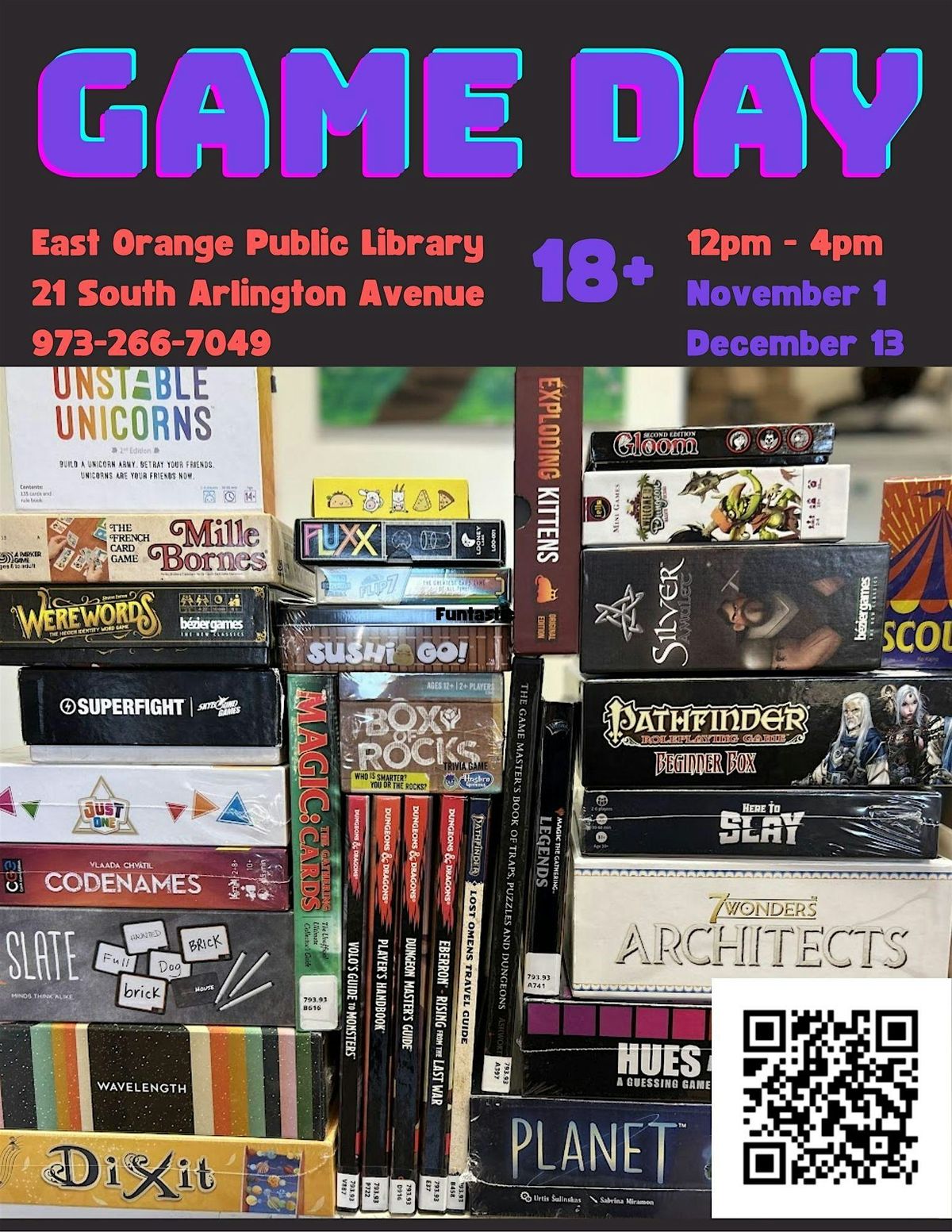 Game Day, 13 December | Event in East Orange | AllEvents