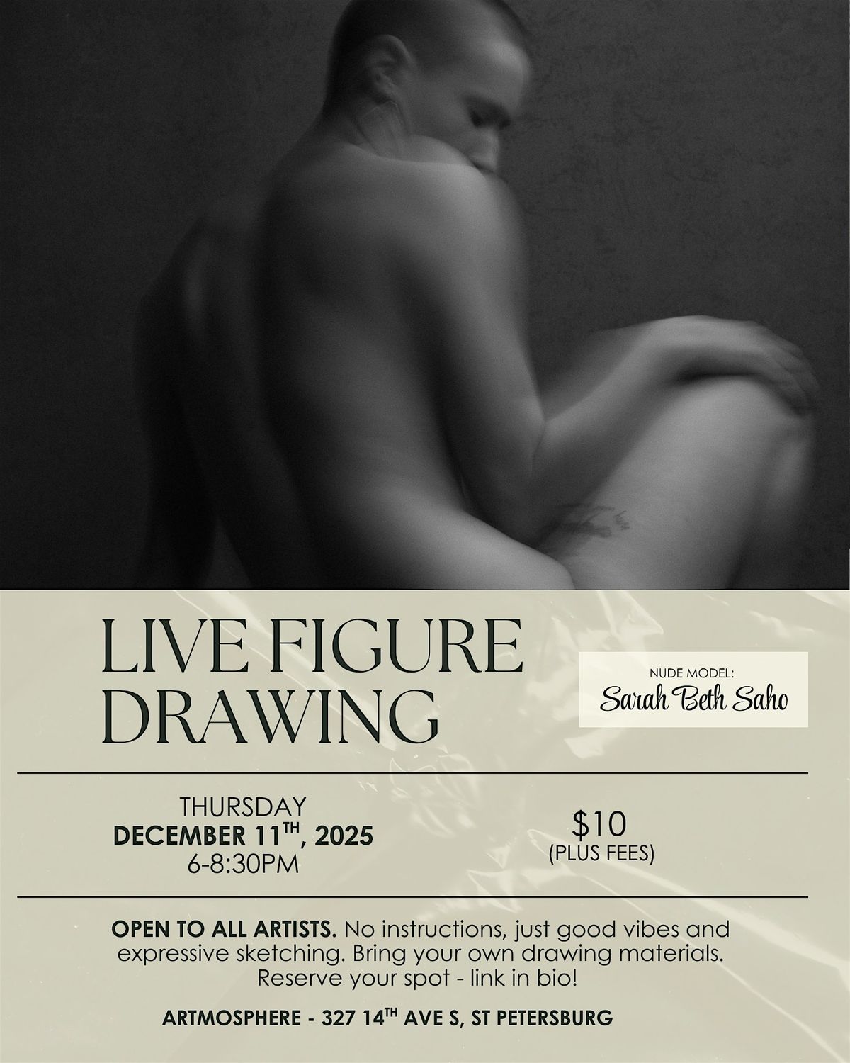 Live Figure Drawing with Sarah Beth Saho at Artmosphere, 11 December | Event in St. Petersburg | AllEvents