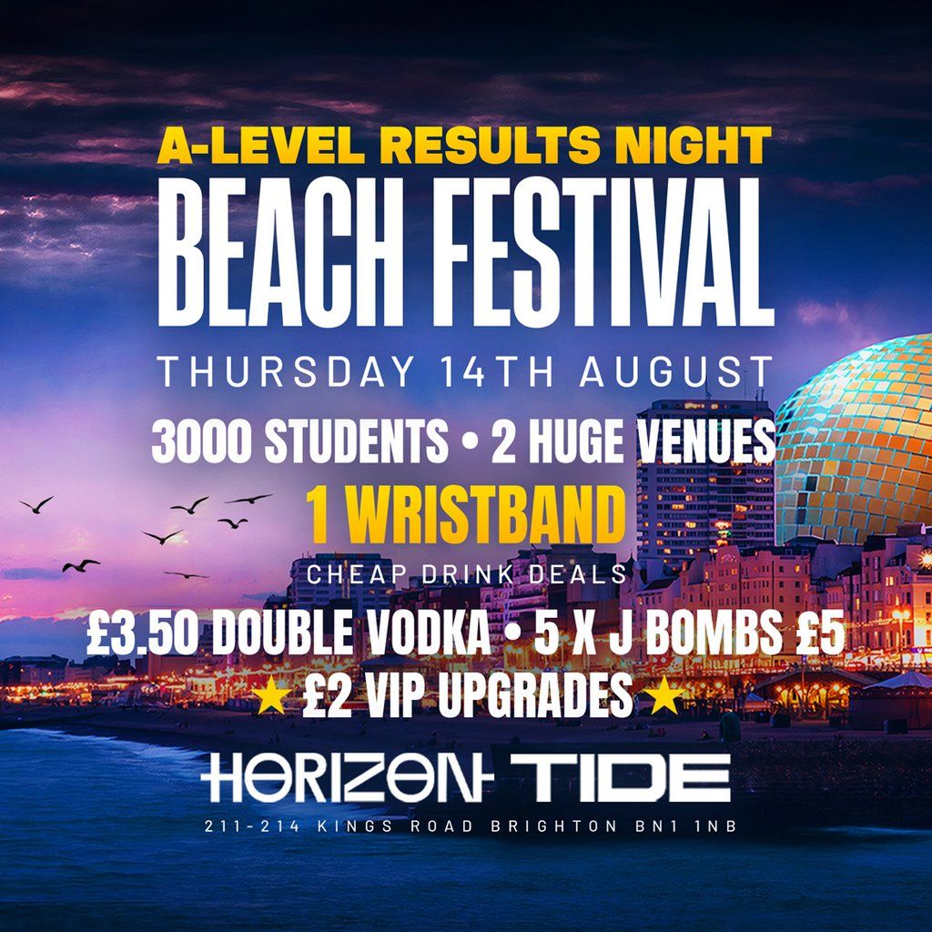 A - Level Results Seafront Festival 2025, 14 August | Event in Brighton | AllEvents