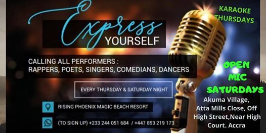 Express Yourself Open Mic Rising Phoenix Magic Beach Resort Accra December 21 19 Allevents In