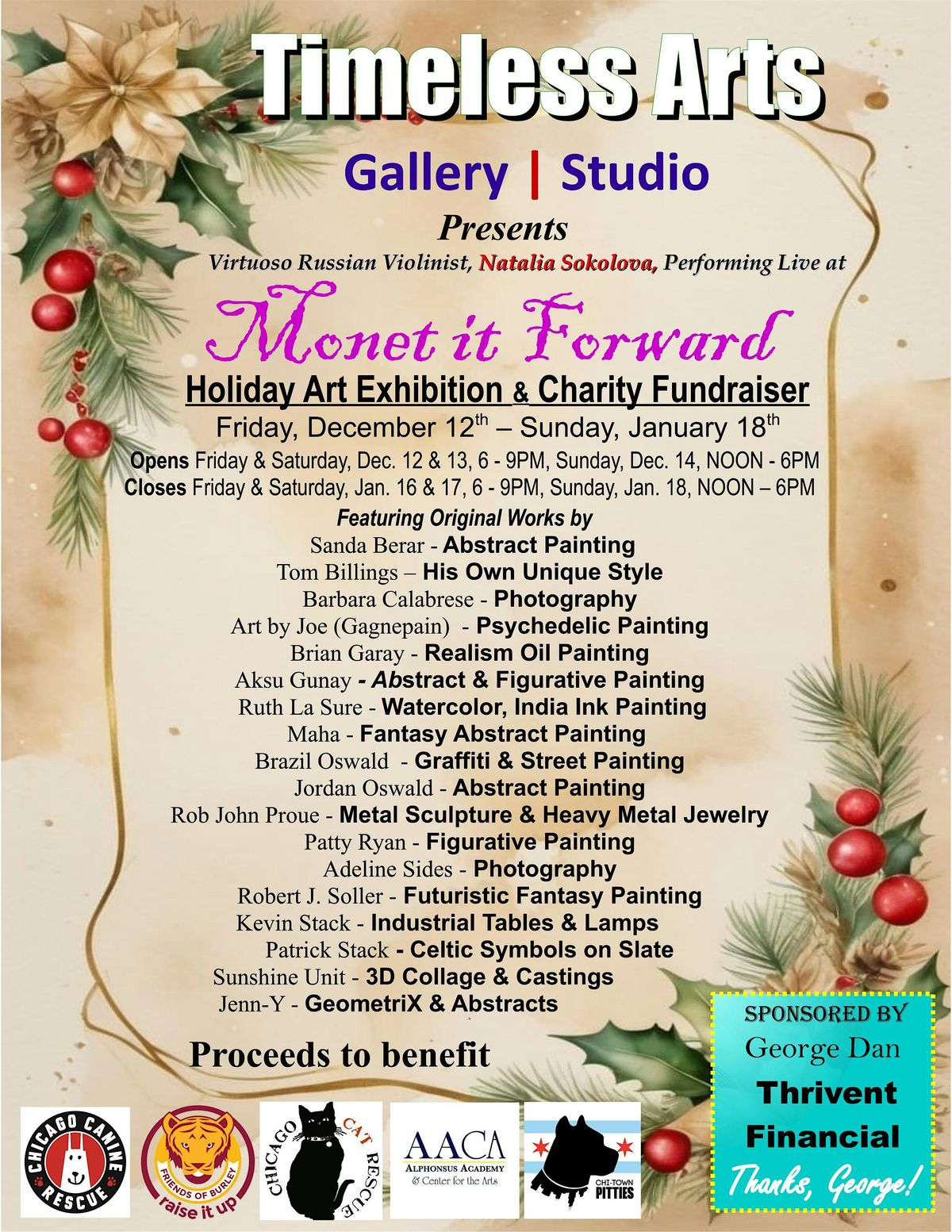 Monet it Forward : Art Exhibition & Charity Fundraiser @TimelessArtsChicago, 12 December | Event in Chicago