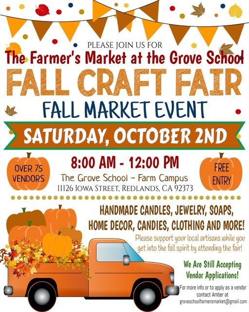 Fall Craft Fair At The Market The Farmers Market At The Grove School Redlands October 2 2021 Allevents In The Villages Craft Fair Schedule 2022