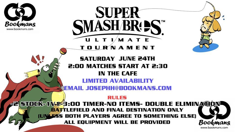 Super Smash Bros Tournament ALL AGES Bookmans Flagstaff 24 June super-smash-bros-tournament-all-ages-bookmans-flagstaff-24-june