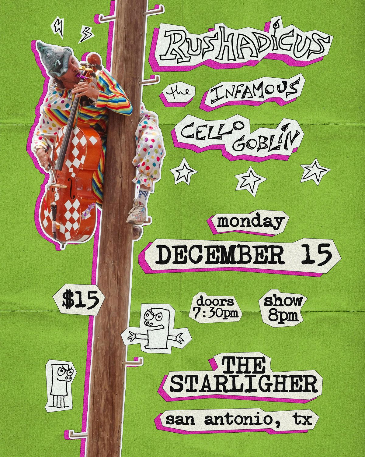 Rushadicus the Infamous Cello Goblin, 15 December | Event in San Antonio | AllEvents
