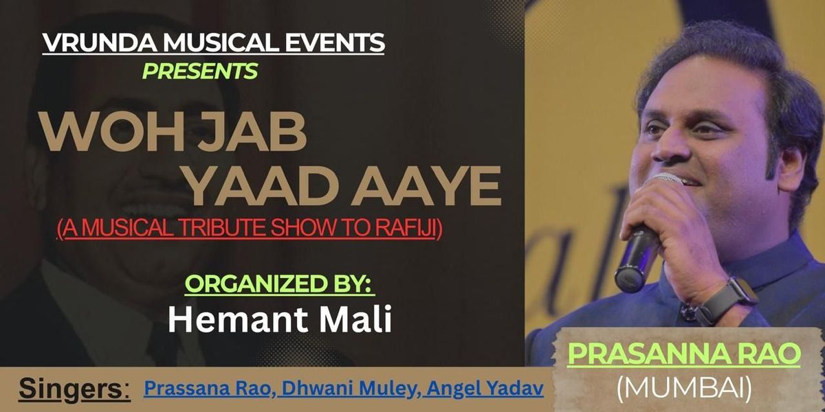 Woh Jab Yaad Aaye - by: Prassana Rao, 24 October | Event in Vadodara | AllEvents