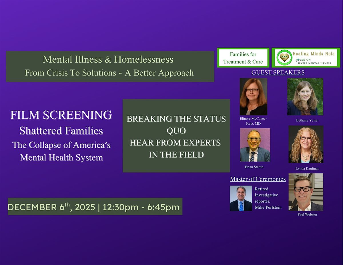 Mental Illness & Homelessness, From Crisis To Solutions - A Better Approach, 6 December | Event in New Orleans