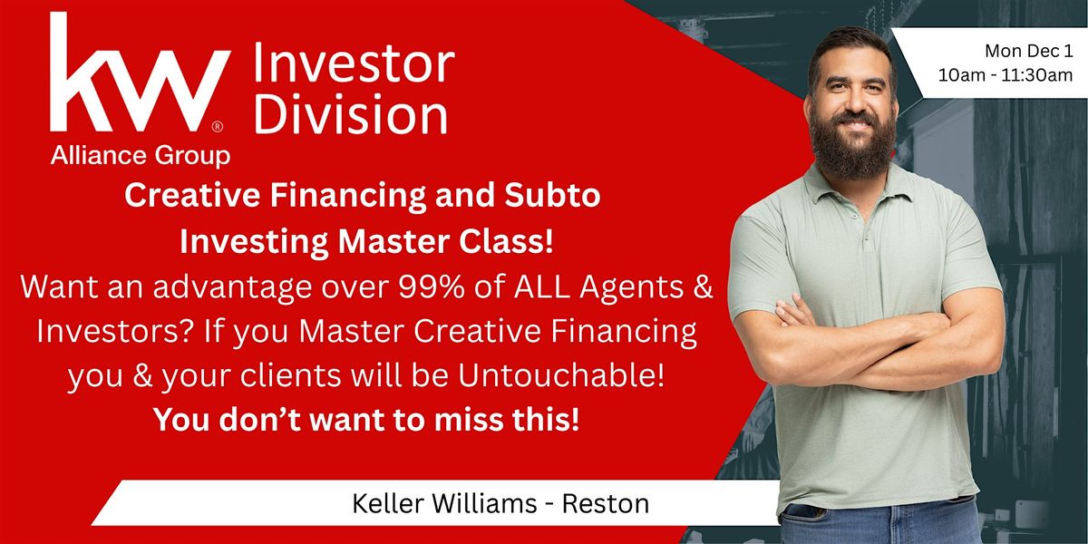 Subto and Creative Financing Masterclass!  - Reston, 1 December | Event in Reston | AllEvents