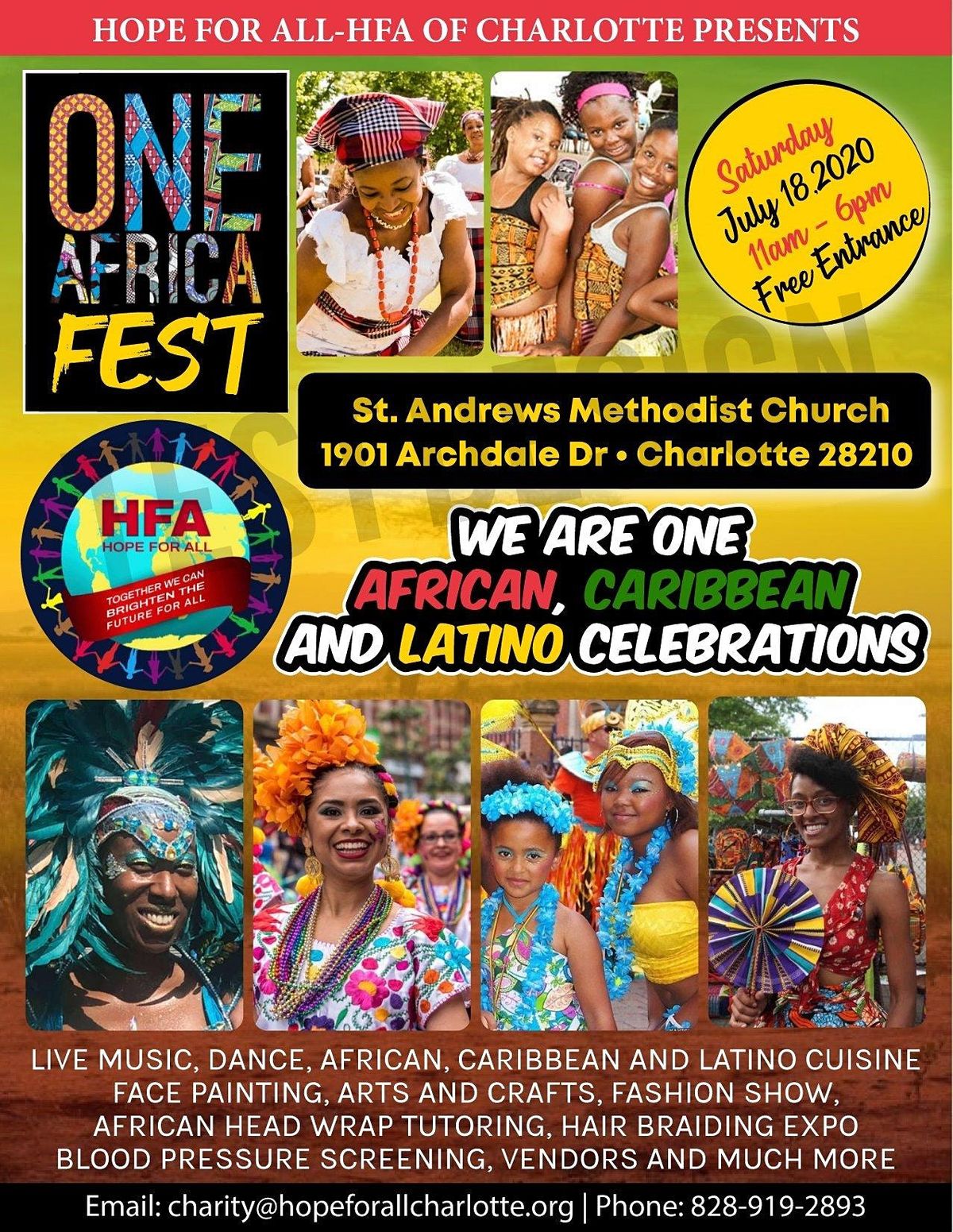 One Africa Fest Is One Day Event That Celebrate The Richness Of African St Andrew S United Methodist Charlotte July 17 2022 Allevents In Raleigh African American Festival 2022