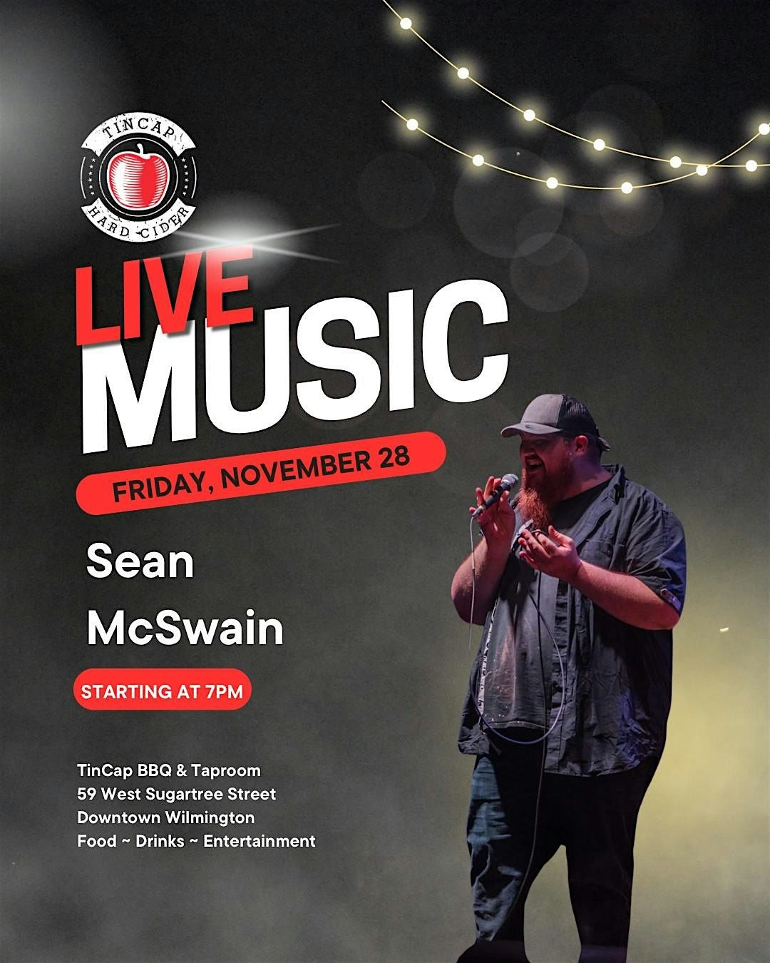 Live Music Sean McSwain @ TinCap, 28 November | Event in Wilmington | AllEvents
