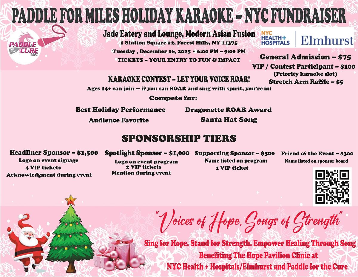 Paddle for Miles Holiday Karaoke-NYC Fundraiser, 16 December | Event in Queens | AllEvents