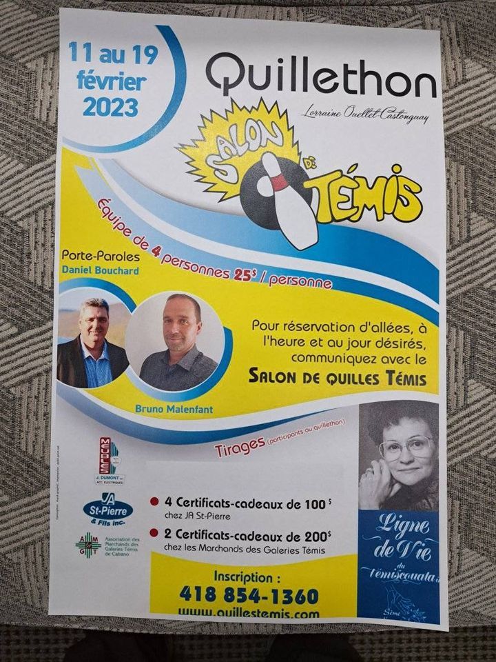 Quillethon Lorraine Ouellet Catonguay, Salon de Quilles TÉMIS 2.0