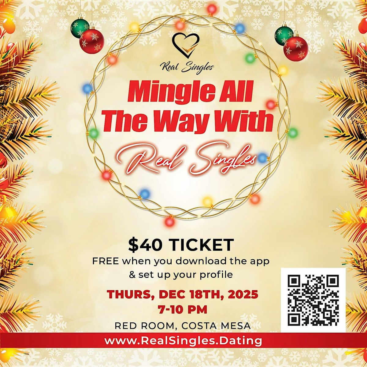 Mingle All The Way With Real Singles, 18 December | Event in Costa Mesa | AllEvents