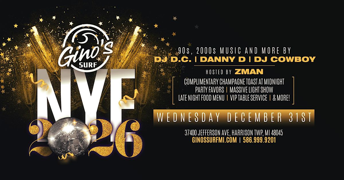 NYE 2026 at Gino's Surf on Wednesday, December 31, 31 December | Event in Harrison Township | AllEvents